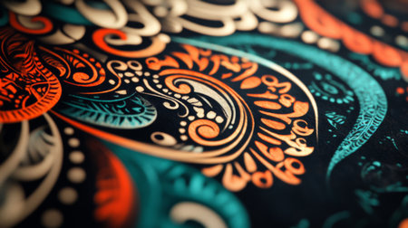 Close-up of a stylish graphic with intricate patterns and contrasting colors, showcasing artistic design and attention to detail for visual projects.の素材