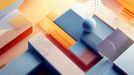 Detailed shot of a sleek, abstract graphic with geometric patterns and gradients, showcasing a professional and contemporary visual style.の素材