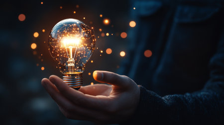 businessman holding light blub with virtual Global Internet connection. global internet connection application technology and digital marketing, Financial and banking, Digital link tech, big data.の素材