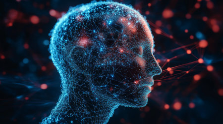 Conceptual technology illustration of artificial intelligence. Abstract futuristic backgroundの素材