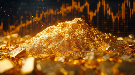 Close-up of an investment dashboard displaying a gold price chart with real-time updates and analyticsの素材