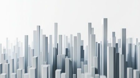 A 3D histogram displaying financial data distribution with bars of varying heights, set against a clean white background, illustrating the frequency and volume of financial transactions.の素材