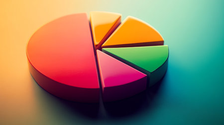 A close-up of a pie chart showing budget breakdown, with each slice highlighted and labeled for clarity, set against a subtle gradient backgroundの素材
