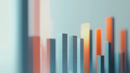 A detailed shot of a 3D stacked column chart representing various financial metrics, with clear labels and a white background, highlighting the depth and comparative data.の素材