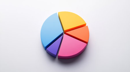 A financial pie chart with a focus on expense categories, featuring distinct color-coded segments and a legend for easy interpretation, on a sleek, white background.の素材