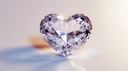 A heart-shaped diamond glistening on a white background, symbolizing love and commitment with its perfect symmetry and shine.の素材