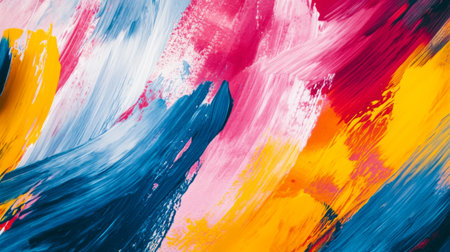 An abstract background with dynamic brush strokes and vivid colors, capturing the energy and spontaneity of modern art and design.の素材