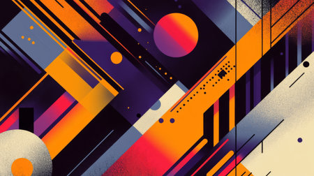 An abstract background with geometric shapes and bold lines in contrasting colors, forming a modern and edgy design suitable for digital projects.の素材