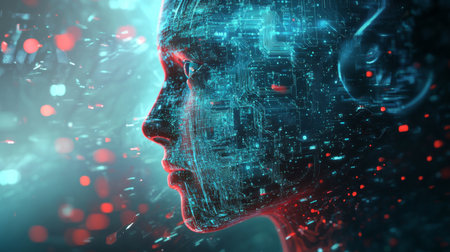 Conceptual technology illustration of artificial intelligence. Abstract futuristic backgroundの素材