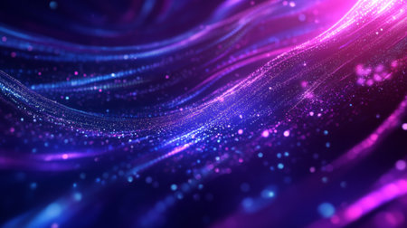 Abstract digital background featuring a blend of glowing lines and dots in a futuristic design, with deep blues and purples creating a high-tech ambiance.の素材