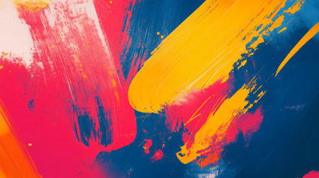 Dynamic abstract background with vivid brush strokes and splashes of paint, showcasing an energetic and artistic composition with rich textures.の素材