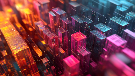 A 3D stacked column chart with multiple layers of bars and distinct colors, illustrating complex data sets and their hierarchical relationships.の素材
