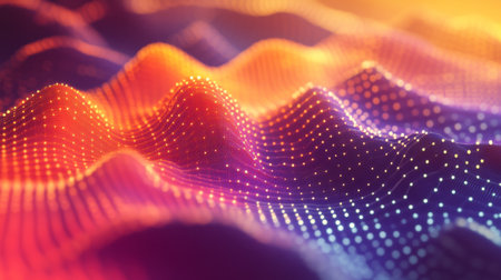 A close-up of a 3D surface plot with a gradient color scheme, highlighting the varying data values across a three-dimensional space.の素材