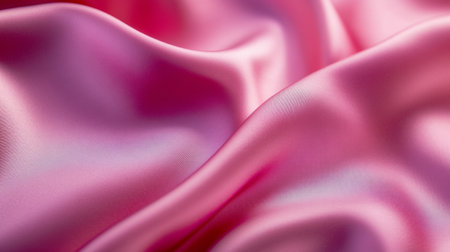 A close-up of pink fabric with a silky texture, gently draped and illuminated to showcase its rich color and luxurious feel.の素材