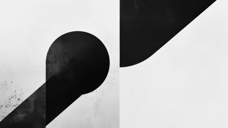 A minimalist graphic design with simple black and white shapes, creating an elegant and modern look with plenty of negative space.の素材