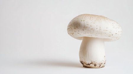 A single, exotic mushroom variety placed on a white background, showcasing its unique shape and colors in a clean, minimalistic setting.の素材