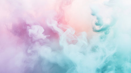 An ethereal scene of pastel-colored smoke drifting gently through the air, with soft pinks, blues, and greens blending together against a simple background.の素材