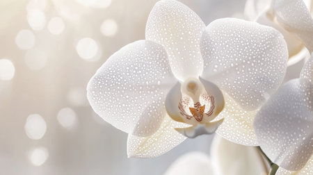 A close-up of a delicate orchid with intricate patterns and soft, translucent petals, showcasing its exotic beauty and elegance.の素材