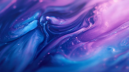 Close-up of a vibrant abstract background with swirling colors in shades of blue and purple, creating a dynamic and fluid visual effectの素材
