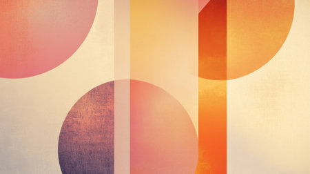 Detailed shot of an abstract background featuring bold geometric shapes and gradients in warm tones, offering a modern and energetic visual appeal.の素材