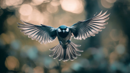 A bird diving or swooping close to the camera, with a sense of speed and agility captured in the moment of flight.の素材