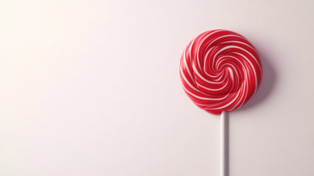 A lollipop with a unique, artistic design, such as a spiral or heart shape, placed on a clean white background for a simple, elegant look.の素材