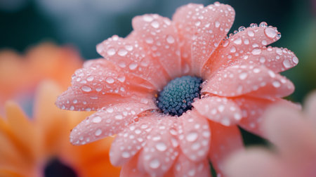 Detailed shot of a cluster of flowers with water droplets on their petals, capturing the fresh and natural look with a blurred background for emphasisの素材