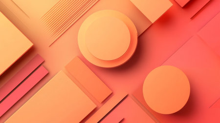Detailed shot of an abstract background featuring bold geometric shapes and gradients in warm tones, offering a modern and energetic visual appealの素材