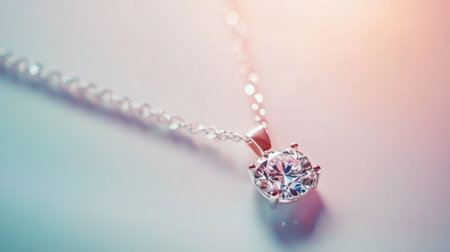 A luxurious diamond necklace with a delicate chain, displayed against a crisp white background. The diamonds sparkle, emphasizing elegance and high-end fashion.の素材