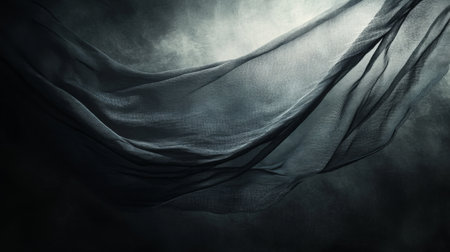 A dark, moody background with a textured fabric appearance, creating a dramatic and stylish backdrop for high-contrast designs and visuals.の素材