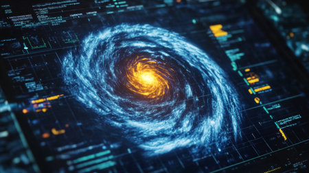 A weather radar screen displaying a typhoon's path and intensity, with vivid colors and data points, emphasizing the technological aspect of storm tracking.の素材