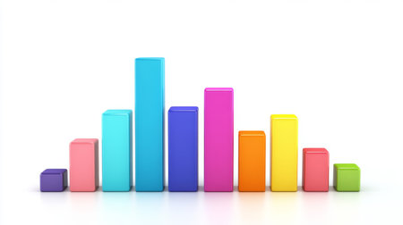 A bar chart infographic in vibrant colors on a white background, showcasing business growth, market share, or product comparisons.の素材
