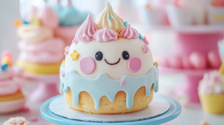A whimsical cake shaped like a cartoon character, showcasing the fun side of baking and the joy it brings to children's parties.の素材