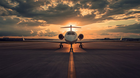 Private Jet is on runwayの素材