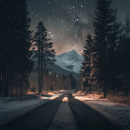 In stillness, we find the road to the next adventure.の素材