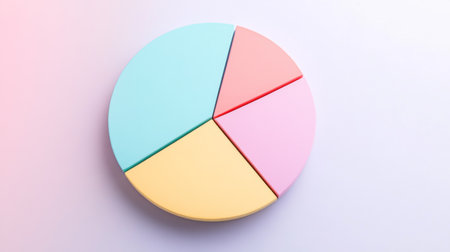 A minimalistic pie chart with pastel-colored slices representing different budget categories, displayed on a light background with percentages clearly labeled for easy understanding.の素材