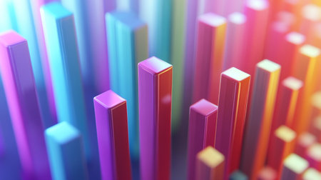 Explore a captivating array of colorful 3D shapes with vibrant gradients and depth. This abstract design is perfect for modern digital art projects.の素材