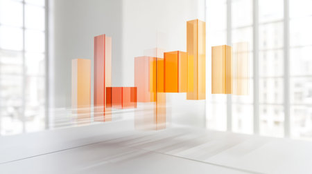 This abstract image features orange data visualizations in a modern setting, ideal for representing financial growth and digital innovation.の素材
