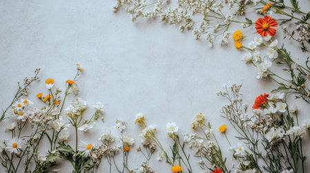 A beautiful floral arrangement featuring an array of vibrant flowers on a light background, perfect for conveying freshness, beauty, and the essence of spring.の素材