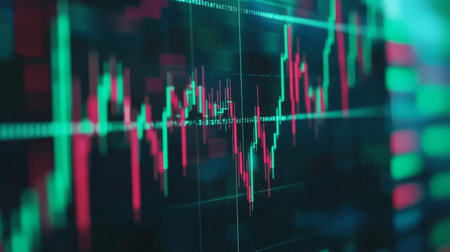 Detailed stock market data visualization showcasing price trends and fluctuations. Ideal for finance, investment, and trading themes in digital media.の素材