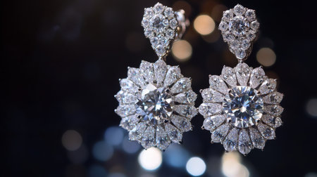 Stunning diamond earrings featuring exquisite craftsmanship and a dazzling design. Perfect for luxury events or as an elegant accessory.の素材