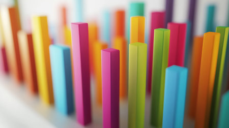 Vibrant abstract bars in various colors create an eye-catching composition. Ideal for design concepts, art projects, and contemporary visuals.の素材