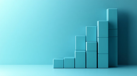 A set of blue blocks arranged in ascending order, symbolizing growth, success, and progress. This clean and modern design is ideal for business or educational themes.の素材