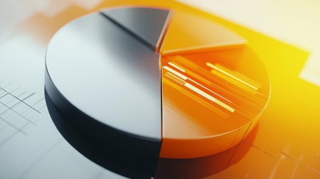 A sleek pie chart design featuring a striking color gradient, ideal for showcasing data analysis and visual representation in business and finance contexts.の素材