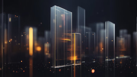 A captivating futuristic abstract background featuring transparent structures and glowing lights, perfect for digital art, technology themes, and creative projects.の素材