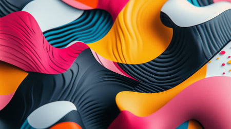 This vibrant abstract design features colorful waves and smooth textures, creating a dynamic and eye-catching visual suitable for various creative projects.の素材