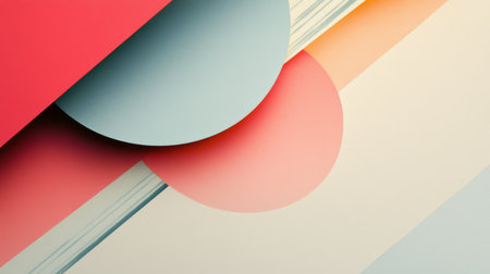 This abstract image features colorful circles and layered shapes, creating a modern and eye-catching design. Ideal for creative projects and backgrounds.の素材