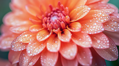A stunning close-up of an orange flower petal adorned with water drops, showcasing the beauty of nature and detail of floral textures. Perfect for nature lovers.の素材