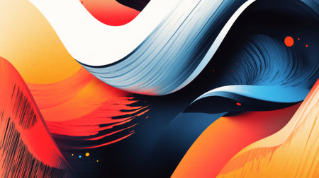 A vibrant and colorful abstract design featuring dynamic swirls and curves. Perfect for creative projects, digital art backgrounds, or modern decor.の素材