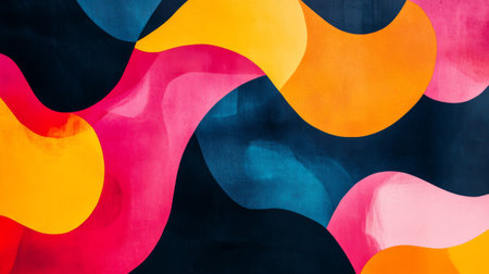 A modern abstract artwork featuring vibrant and fluid shapes in bold colors. Perfect for creative projects, wall decor, and stylish backgrounds.の素材